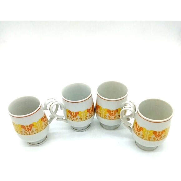 Vintage Royalton China Set Of 4 Translucent Porcelain MCM Coffee Mugs - Picture 4 of 8